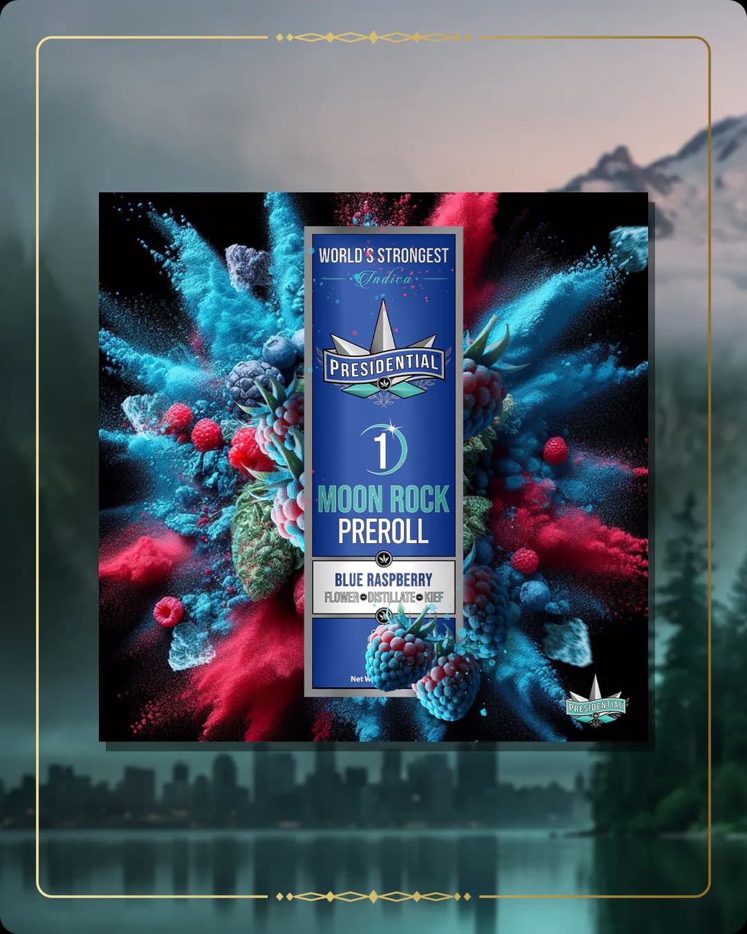 Blue Raspberry Presidential pre-roll variant 2 for the Washington pre-rolls page