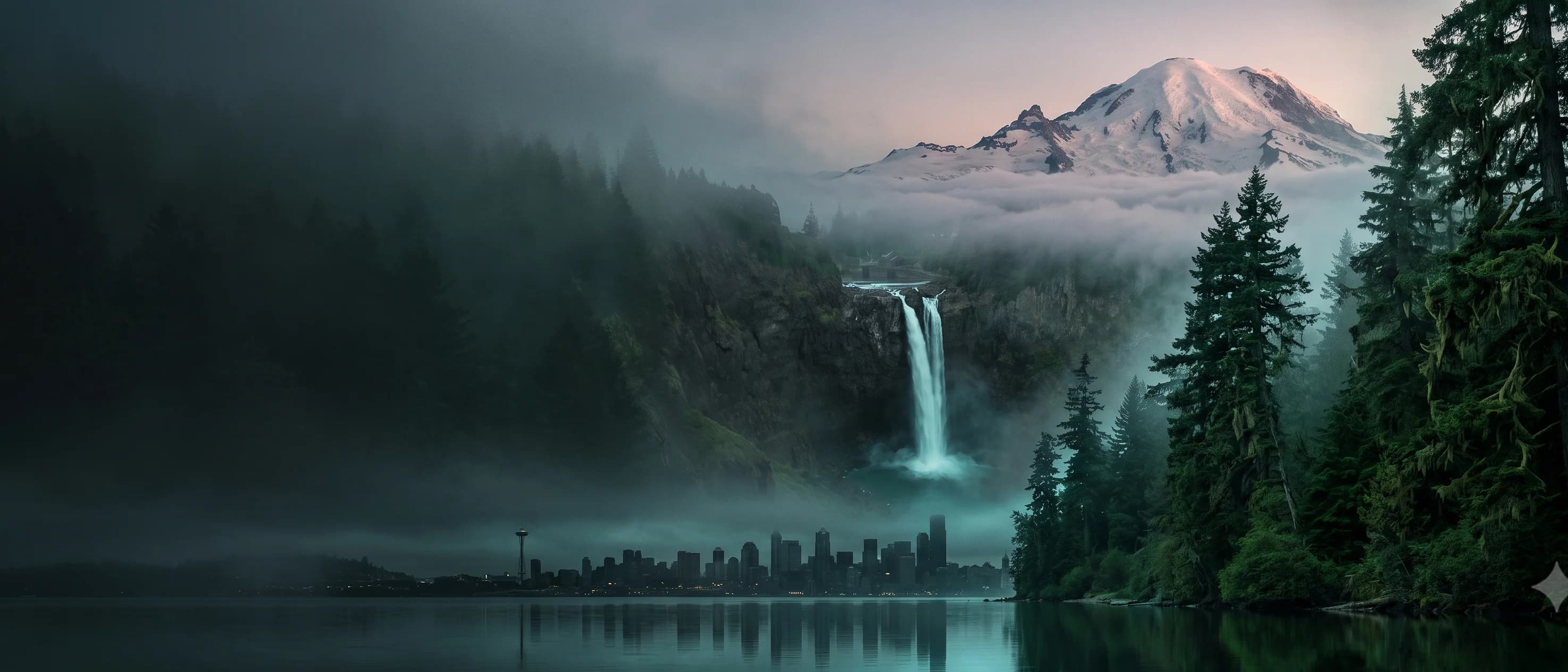 Washington landscape beneath a wide evening sky